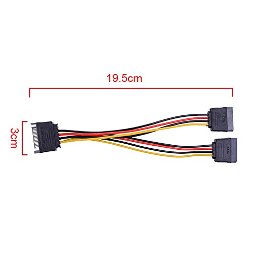  [AUSTRALIA] - Acxico 5Pcs SATA Power 15-pin Y-Splitter Cable Adapter Male to Female for HDD Hard Drive