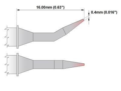  [AUSTRALIA] - Thermaltronics K70TZ004 Tweezers Cartridge Pair - Bent 30deg Sharp 0.4mm (0.016in)