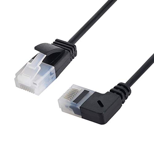  [AUSTRALIA] - Cablecc Ultra Slim Cat6 Ethernet Cable RJ45 Right Angled to Straight UTP Network Cable Patch Cord 90 Degree Cat6a LAN for Laptop Router TV Box 2M 200cm