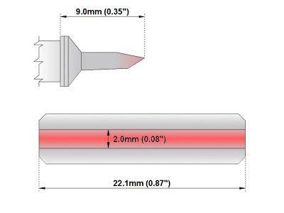  [AUSTRALIA] - Thermaltronics M8LB127 Blade Tip 22.1 mm (0.87in) interchangeable for Metcal SMTC-862