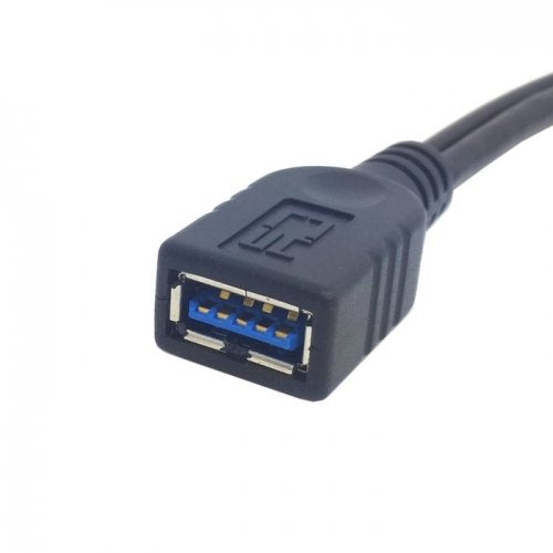  [AUSTRALIA] - Black USB 3.0 Female to Dual USB Male Extra Power Data Y Extension Cable for 2.5" Mobile Hard Disk CableCC