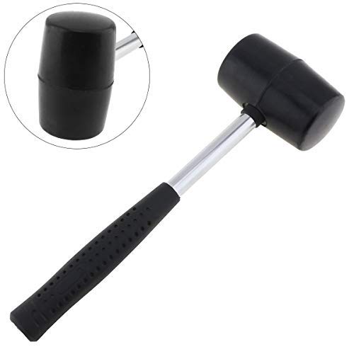  [AUSTRALIA] - OriGlam Black Rubber Mallet Rubber Hammer, Soft-Face Hammer Deadhead Rubber Mallet, Anti-Slip Stainless Steel Tube, Rubber Handle Rubber Head Mallet Grip for All Jobs DIY Hand Tool