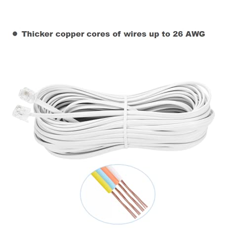  [AUSTRALIA] - 100 Feet Long Telephone Extension Cord Phone Cable Line Wire, with Standard RJ11 Plug and 1 in-Line Couplers and 20 Cable Clip Holders-White (White 30 M) white 30 M