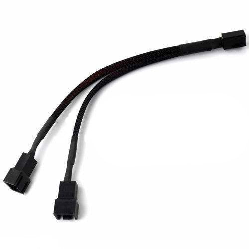  [AUSTRALIA] - 3-Pin Fan Cable Y Splitter Extension with Black Sleeving & Black Connectors (6" Length)