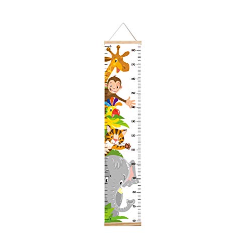  [AUSTRALIA] - Animals Growth Chart for Kids, Baby Room Decor Height Chart, Canvas Height Measuring Rulers for Boys Girls with Wooden Frame (Animals 1) Animals 1