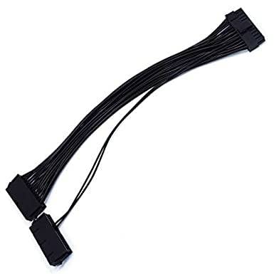  [AUSTRALIA] - GenHaoQi Dual PSU Cable Adapter, SATA Cables 24-Pin Adapter Cable for ATX Motherboard 18AWG - 1FT (Dual Power Supply) Dual Power Supply