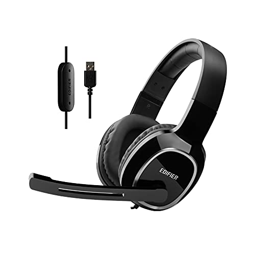  [AUSTRALIA] - Edifier K815 Stereo USB Headsets with Microphone,Hi-Fi Stereo in-Line Controls Computer Headphones, On-Ear Wired Laptop PC Earphones for Classroom Online Education Work from Home Office Call Centers