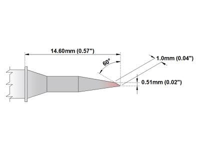  [AUSTRALIA] - Thermaltronics PM60LR400 Bevel 60deg Long Reach 1.0mm (0.04in) interchangeable for Metcal STP-BVL10