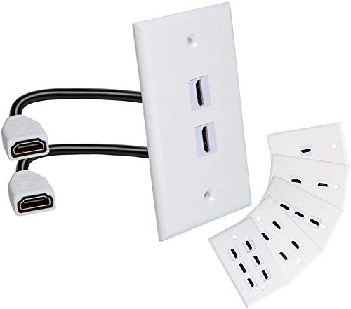 [AUSTRALIA] - HDMI Wall Plate Outlet Cover 2 Ports with 6 Inch Female to Female High Speed HDMI Pigtail Cable for Video Game Systems,TV Boxes or 4K Channel Enabled Devices, White 2-Port