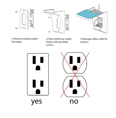  [AUSTRALIA] - Jairs Outlet Shelf with Cable Manager, Decora Cover, Speaker Shelf (2, White) 2