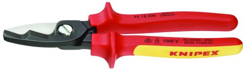  [AUSTRALIA] - KNIPEX - 95 18 200 SBA Tools - Cable Shears, Twin Cutting Edge, 1000V Insulated (9518200SBA)