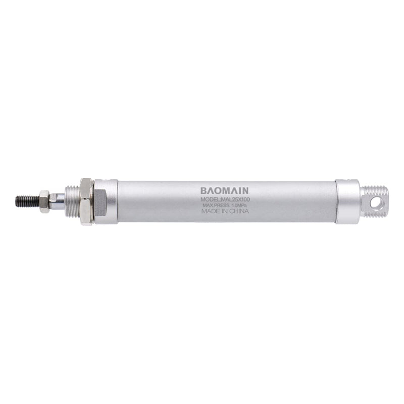  [AUSTRALIA] - Baomain Mini Air Cylinder MAL 25 X 100 Single Male Thread Rod Dual Action 25 Bore 100 Stroke