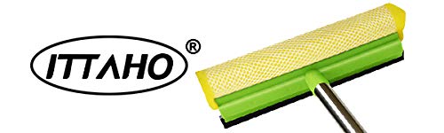 ITTAHO Multi-Use Window Squeegee, 2 in 1 Squeegee Window Cleaner with Long Extension Pole, Sponge Car Window Squeegee with 58"Long Handle for Gas Station, Glass,Shower,Outdoor High Window Cleaning - LeoForward Australia