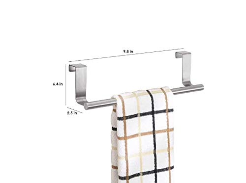  [AUSTRALIA] - iDesign Forma Metal Over the Cabinet Towel Bar, Hand Towel and Washcloth Rack for Bathroom and Kitchen , 9.25" x 2.5" x 2.5", Stainless Steel Brushed
