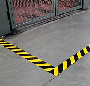  [AUSTRALIA] - Black & Yellow Hazard Safety Floor Tape, 3 inch x 54 feet - Ideal for Walls, Floors, Pipes and Equipment. 1