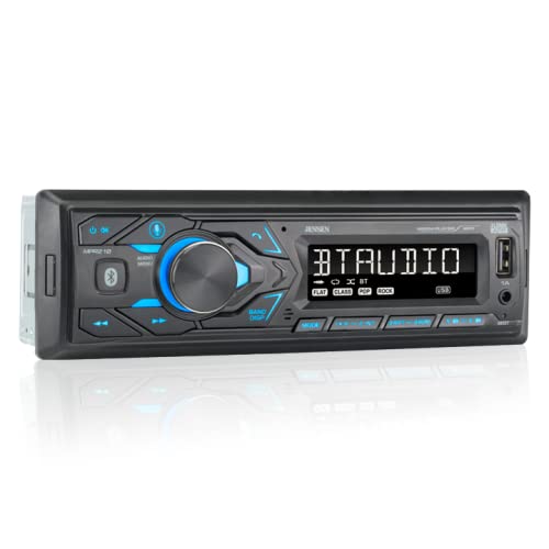  [AUSTRALIA] - JENSEN MPR210 7 Character LCD Single DIN Car Stereo Receiver | Push to Talk Assistant | Bluetooth Hands Free Calling & Music Streaming | AM/FM Radio | USB Playback & Charging | Not a CD player Single DIN BT Car Stereo