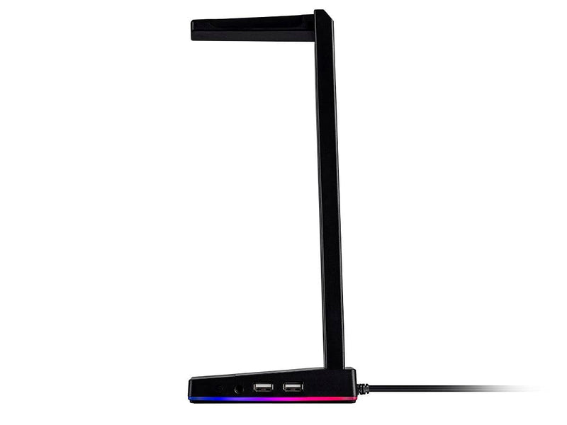  [AUSTRALIA] - Monoprice Headset Stand - 2-Port USB Hub, 3.5mm Audio Jack, RGB Lighting, Headphone Holder for Gamers Gaming PC Accessories Desk - Dark Matter Series