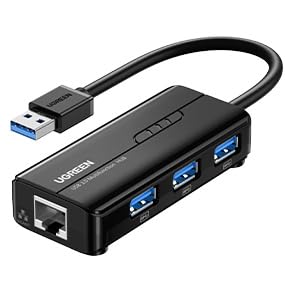  [AUSTRALIA] - UGREEN USB 3.0 Hub Ethernet Adapter 10 100 1000 Gigabit Network Converter with 3 USB 3.0 Ports Hub Compatible with Laptop PC Nintendo Switch MacBook Mac Mini Surface XPS Windows Linux macOS, and More