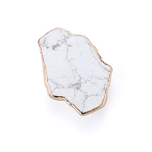  [AUSTRALIA] - ATLLM Howlite White Marble Gemstone Crystal Phone Grip White Turquoise Collapsible Stand Holder for Cellphone and Tablet