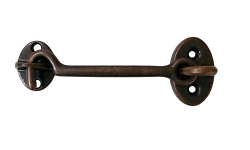  [AUSTRALIA] - QCAA Heavy Duty Solid Brass Barn Door Hook Latch & Eye, 5" Antique Copper, 1 Pack Antique Copper (5")