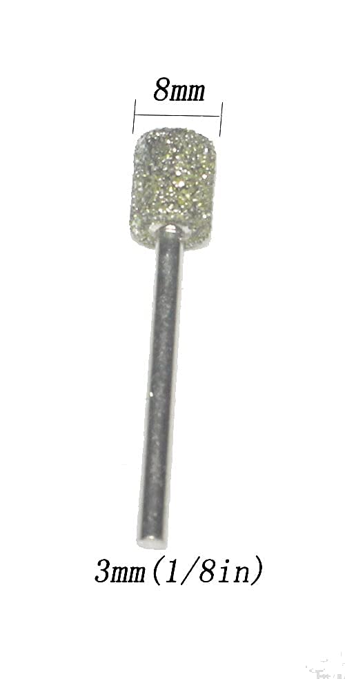  [AUSTRALIA] - Luo ke 12 Pcs 8mm Diamond Coated Grinding Burr 3mm Shank Diamond Mounted Polishing Tips For Rotary Tool (Cylinder Head)