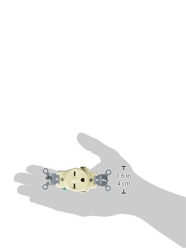 Leviton 5029-I 15-Amp, 250-Volt, Narrow Body Single Receptacle, S, Ivory - LeoForward Australia