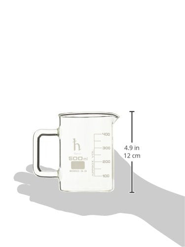 EISCO Premium Hand Crafted Beaker Mug, Thick Borosilicate Glass, Large Size, Pint Glass or Coffee Mug Sized, 500 ml Capacity, 16.9 oz. - LeoForward Australia