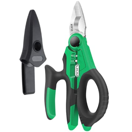  [AUSTRALIA] - LAOA Electricians Scissors Stainless Serrated Teeth 7 inch with Multi-Grip,Blade Sheath 7in Electricians Scissors