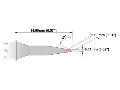  [AUSTRALIA] - Thermaltronics M6LR400 Bevel 60deg Long Reach 1.0mm (0.04in) interchangeable for Metcal STTC-046