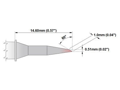  [AUSTRALIA] - Thermaltronics M7LR400 Bevel 60deg Long Reach 1.0mm (0.04in) interchangeable for Metcal STTC-146