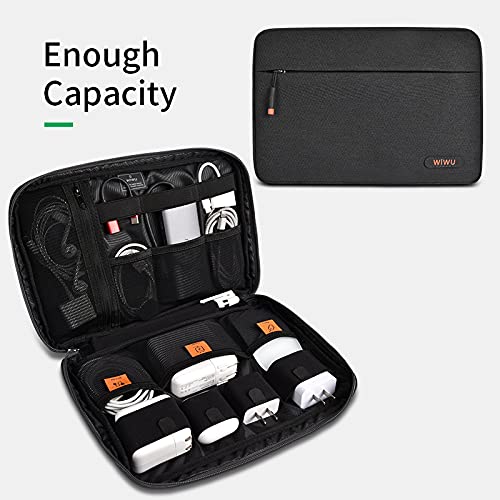  [AUSTRALIA] - WIWU Electronic Organizer, Waterproof Travel Organizer Bag, Electronic Accessories Case, Portable Cable Storage Bag for Charger, USB, SD Card, Phone, Cables, Portable Charger Black