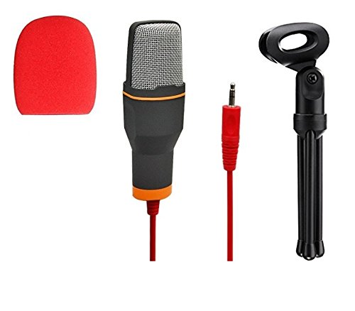 [AUSTRALIA] - ELINKA Computer Microphone,Condenser Microphone,Professional Sound Podcast Studio Microphone for PC Laptop Skype MSN Computer Recording Black with Windscreen Sponge Sleeve