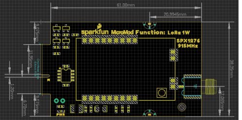  [AUSTRALIA] - SparkFun MicroMod LoRa Function Board - 1W 915M30S LoRa Module Frequency Range: 900 - 931MHz Transmit Power 28.5 - 30dBm (max) Modulation LoRa, FSK, GFSK, MSK, GMSK, OOK Antenna Impedance: 50Ω