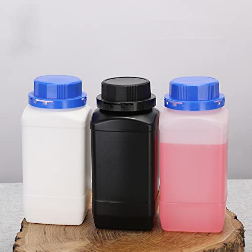  [AUSTRALIA] - Othmro 5pcs Plastic Lab Chemical Reagent Bottles, 1000ml/34oz Wide Mouth Liquid/Solid Square Sample Storage Container Sealing Bottles with Anti-theft Cap Black 5pcs 1000ml【black】