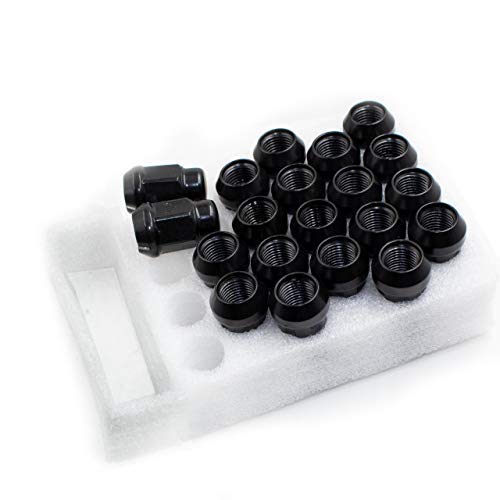 Set of 20 Lug Nut 1/2-20 Thread Closed End Bulge Acorn Lug Nuts 1.38” Long - Cone Seat - 19mm (3/4”) Hex Wheel Lug Nut (Black) - LeoForward Australia