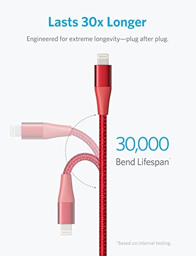  [AUSTRALIA] - Anker Powerline+ II Lightning Cable (1ft), MFi Certified for Flawless Compatibility with iPhone 11 / XS/XS Max/XR/X / 8/8 Plus / 7/7 Plus / 6/6 Plus / 5 / 5S and More(Red) 1ft Red