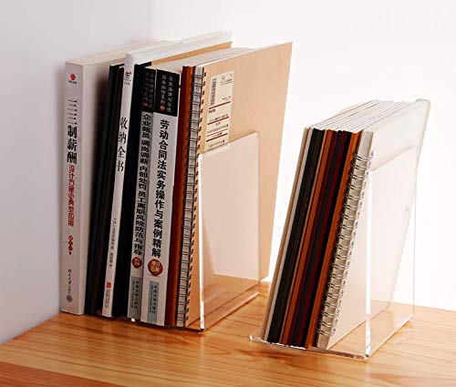 CY craft 4 Pieces Bookends,Clear Acrylic Bookends for Shelves,Heavy Duty Book Ends and Desktop Organizer,Book Stopper for Books/Movies/CDs,7.3 ×4.8× 4.8 inch - LeoForward Australia