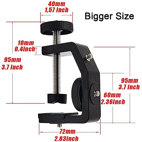  [AUSTRALIA] - Projector Bed Mount Mini Camera Clamp Mount Extendable Desk Camera Mount Ball Head Projector Mount Clamp 360 Degree Rotating 1/4 Screw Compatible with Canon Nikon Camera Photograph Video Projector Max Clamp: 59 mm Black