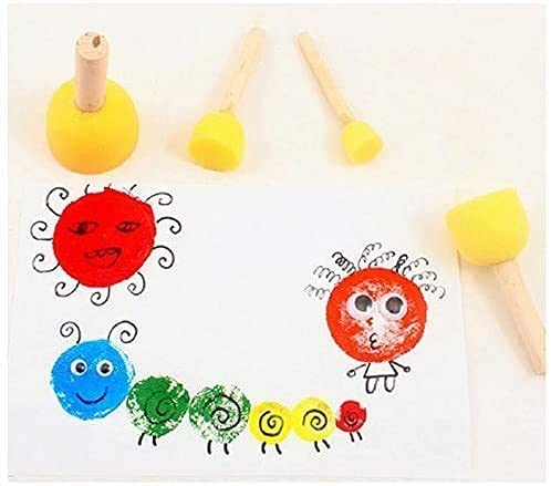  [AUSTRALIA] - 28-Pieces Assorted Size Round Sponges Brush Set, Paint Tools for Kids Yellow