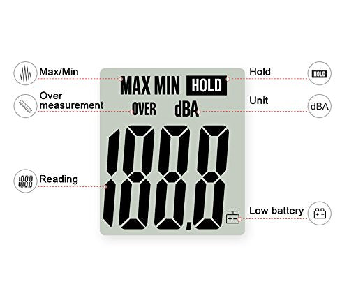  [AUSTRALIA] - Mengshen Digital Sound Level Meter, Portable Sound Level Meter Range 30 dBA ~ 130 dBA (9V Battery Included)