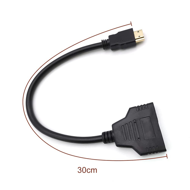  [AUSTRALIA] - HDMI Splitter Cable Male 1080P to Dual HDMI Female 1 to 2 Way HDMI Splitter Adapter Cable for HDTV HD, LED, LCD, TV, Support Two TVs at The Same Time Black 30cm