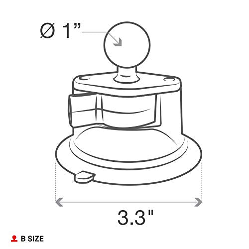  [AUSTRALIA] - RAM Mounts Twist-Lock Composite Suction Cup Base with Ball RAP-B-224-1U with B Size 1" Ball