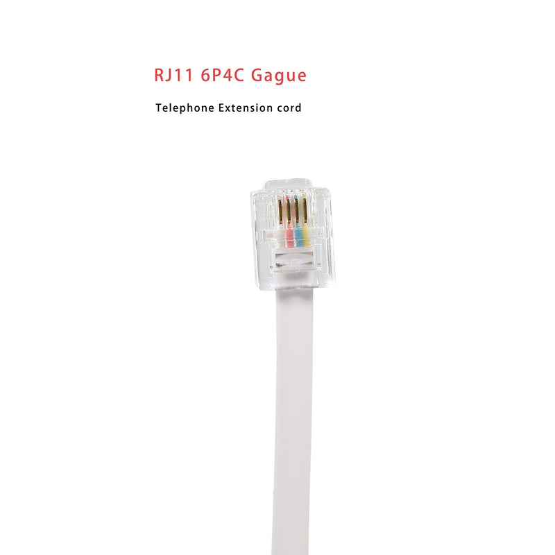  [AUSTRALIA] - 100 Feet Long Telephone Extension Cord Phone Cable Line Wire, with Standard RJ11 Plug and 1 in-Line Couplers and 20 Cable Clip Holders-White (White 30 M) white 30 M