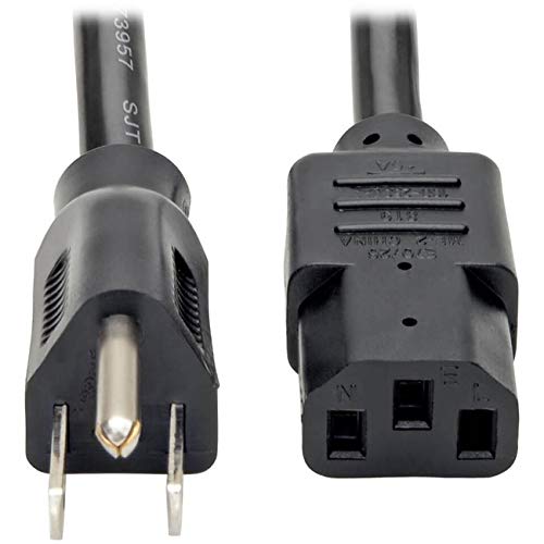 Tripp Lite Heavy Duty Computer Power Cord, 15A, 14AWG (NEMA 5-15P to IEC-320-C13), 12-ft. (P007-012) Black 12-feet - LeoForward Australia