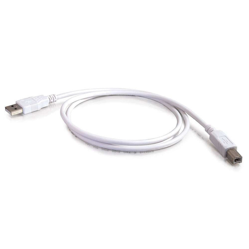  [AUSTRALIA] - C2G USB Cable, USB 2.0 Cable, USB A to B Cable, 6.56 Feet (2 Meters), White, Cables to Go 13172 6.6 Feet USB A Male to B Male