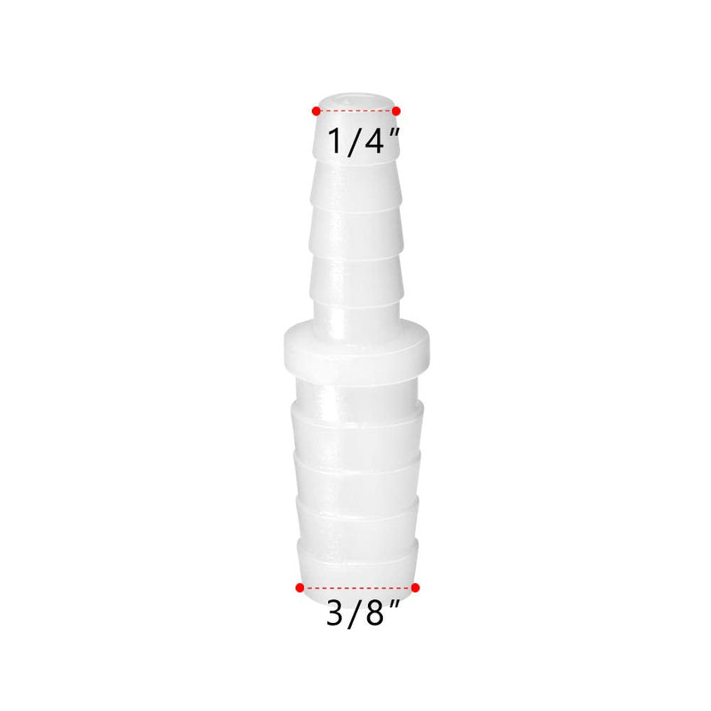  [AUSTRALIA] - Quickun Plastic Hose Barb Reducer Fitting 3/8" to 1/4" Barbed Reducing Union Adapter Splicer Mender Joint Fitting ( Pack of 2 ) 3/8-1/4