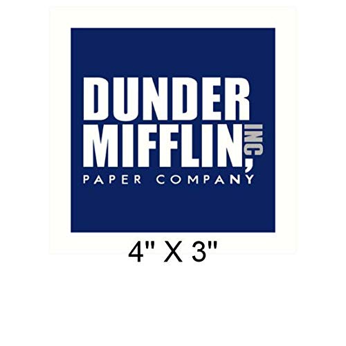  [AUSTRALIA] - The Office Sign Stickers (4 PC/Pack), Dunder Mifflin Self Adhesive Signs for Door or Wall 9 X3, 4 X 3 Quick and Easy for Your Home Office/Business, Car, Fridge, Door, Luggage