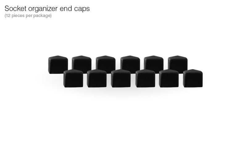 Olsa Tools Aluminum Socket Holder End Caps| Fits 1/4-Inch, 3/8-Inch, 1/2-Inch Drive Socket Rails| 12-Pack Vinyl End Caps - LeoForward Australia