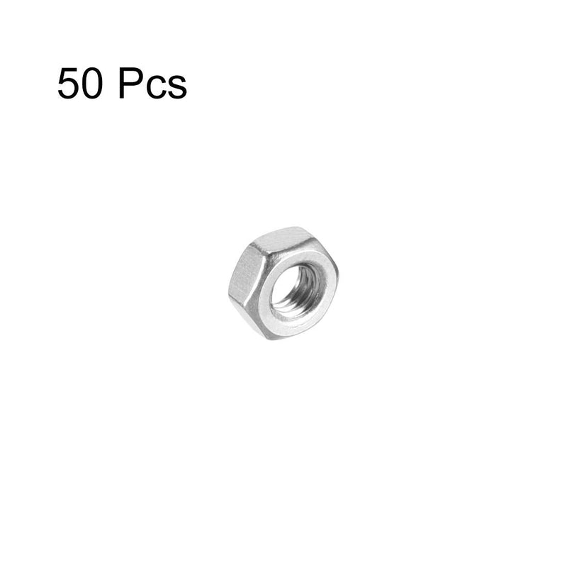  [AUSTRALIA] - uxcell Hex Nuts, M4x0.7mm Metric Coarse Thread Hexagon Nut, Stainless Steel 304, Pack of 50