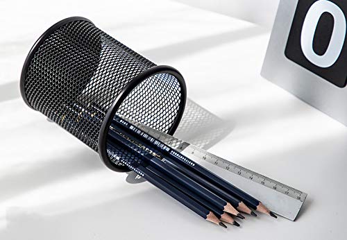  [AUSTRALIA] - Black Pen Holder Cup for Desk, Pencil Cup Holder, Black Wire Mesh Pen Cup for Desk Office Pen Organizer